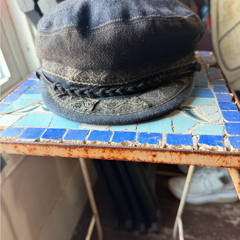 Vintage 70s women cap very intricate lacing and 3 types of denim nice gold stich